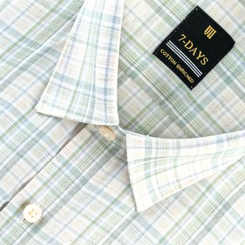 Image of 7-DAYS Men's Premium Checks Formal Shirt - Cotton Rich, Regular Fit, Full Sleeve, with Pocket, Wrinkle Resistant - Stylish Office & Everyday Wear.