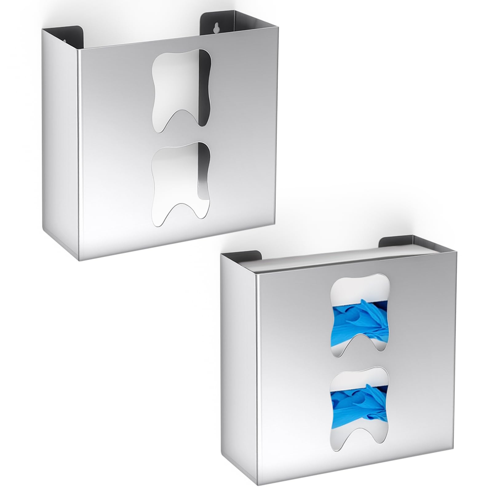 Zonon 2 Pcs Toothed Double-Opening Glove Dispenser Glove Box Holder Wall Mount, 201 Stainless Steel, for Kitchen, Cleaning Closet, Lab, Exam, Office-image-28