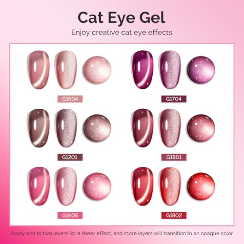 Image of MelodySusie Ruby Gleam Red Cat Eye Set Cat Eye Gel Nail Polish Set 6 Pcs, 0.26 Fl Oz Glitter Holographic Magnetic Nail Polish with Magnet, UV Nail Polish for Nail Art Manicure Salon DIY at Home