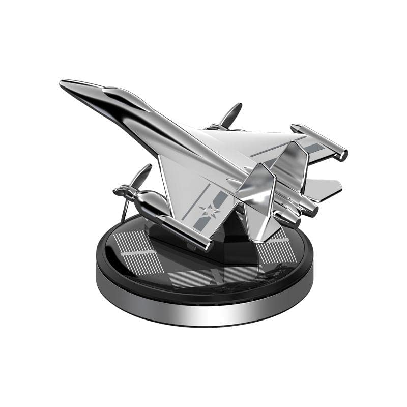 Image of Solar Fighter Plane for Car Dashboard | Aroma Diffuser Air Freshener for Car | Solar Rotating Flag for Car Interior | Interior Perfume Diffuser for Office Desk & Table Decoration