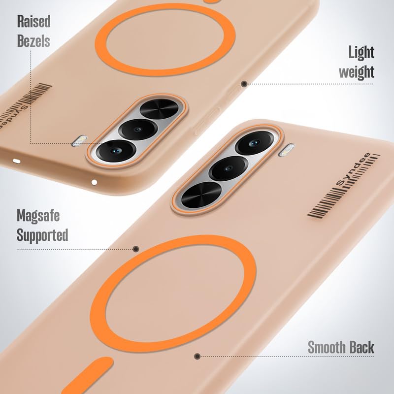 Image of Mr. Case Back Cover for Realme P4x 5G Sleek Frosted Translucent Back Only Compatible with Wireless Magnetic Accessories | Anti-Scratch Shockproof Phone Case - Orange