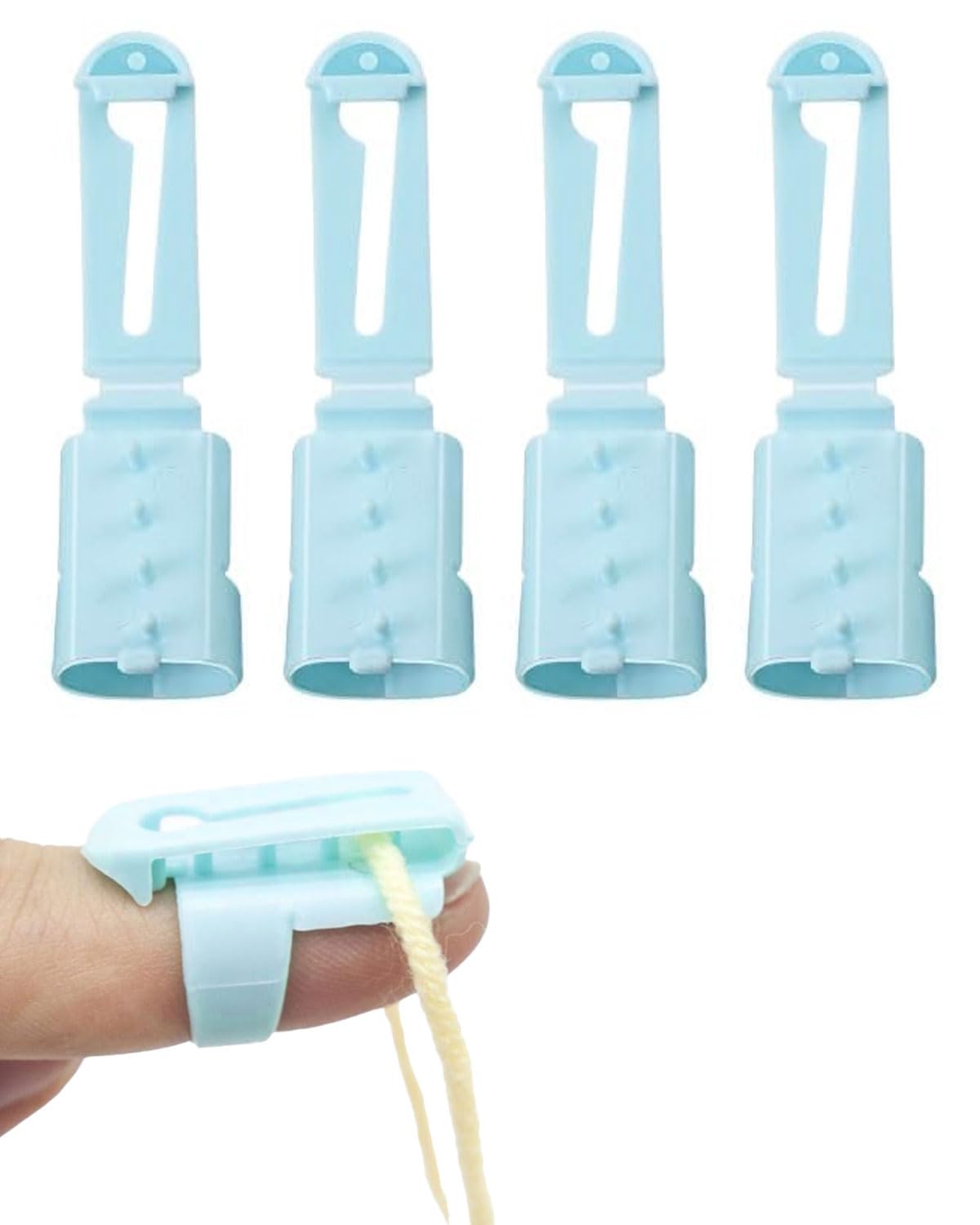 Set 4 Anelli Ditale Per Maglia/Uncinetto - Regolabili, Con Guida Filo, Per Artigianato Fai Da Te