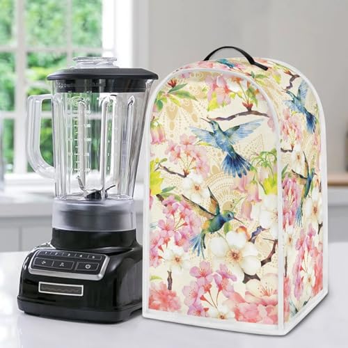 Image of Talayituse Hummingbird Bohemian Cherry Blossom Print Blender Dust Cover, Fingerprint Protection Cover for Stand Mixer or Coffee Machine, Home Kitchen Appliance Covers for Stain Dust Resistant Supplies