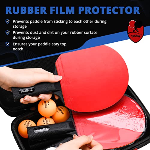 T2Spin Ping Pong Paddles Set Of 4 - Hi Performance Table Tennis Paddles - 8 X 3 Star Ping Pong Balls - Bonus Table Tennis Racket Cover - Ping Pong Paddle Case - Ping Pong Set For All Players #TOP7