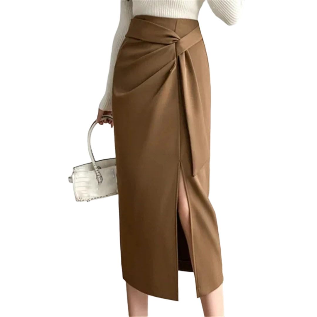 Women Retro High Waist Mid Length Pencil Wrapped Skirts