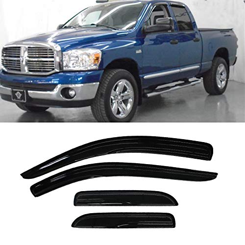 Mifeier Wind Deflector Window Visors Rain/Sun Guard Compatible With 02-08 Ram 1500 03-09 2500/3500 Quad/Crew Cab (With 2 3/4 Size Rear Doors) #TOP3