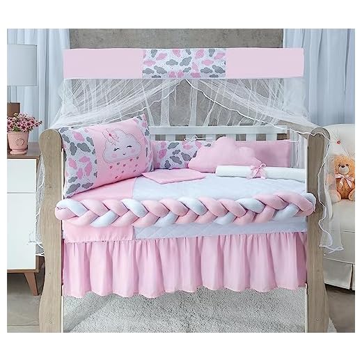 Kit Berço Padrão Americano Coleção Brisa, 11 Peças, LuckBaby, Nuvem Rosa