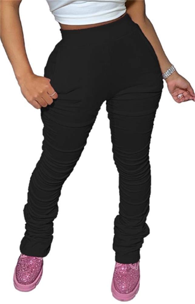 Womens Stretchy Waist Sweatpant Long Joggers Workout Jogging Yoga Casual Stacked Leggings Active Pant