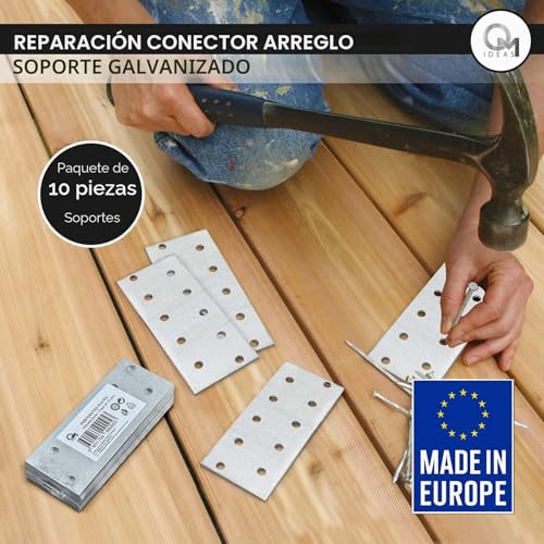 Miniatura 4 de Omideas 10 X Placas Perforadas 100 X 40 X 2 Placas De Unión Planas De Acero Placa De Montaje Soporte De Fijación Galvanizado