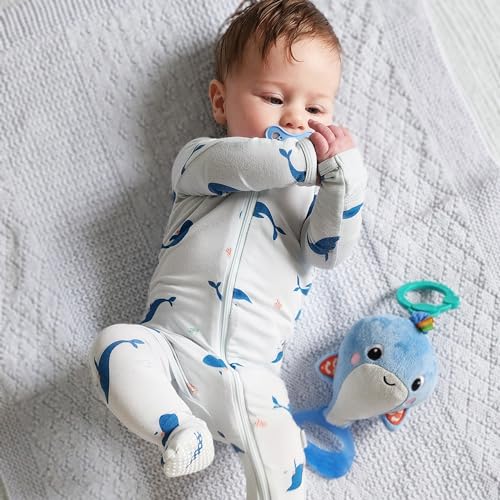 Image of Bamboo Little Soft Baby Footie Pajamas, Baby Clothes, Newborn Sleepers, 95% Viscose and 5% Spandex, 0-24 Months