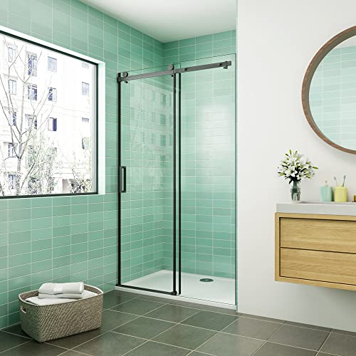140x200cm Mamparas de ducha corredera AICA Cabina de ducha de nicho PERFIL NEGRO MATE Vidrio templado 8 MM Antical