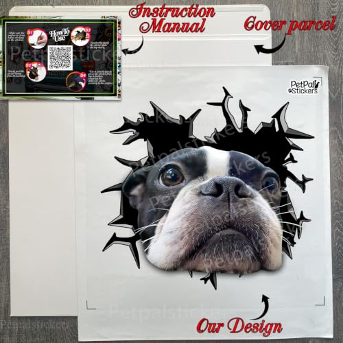Image of Cute Dog Stickers for Car Window Decals Waterproof Funny Sticker (Boston Terrier Sticker)
