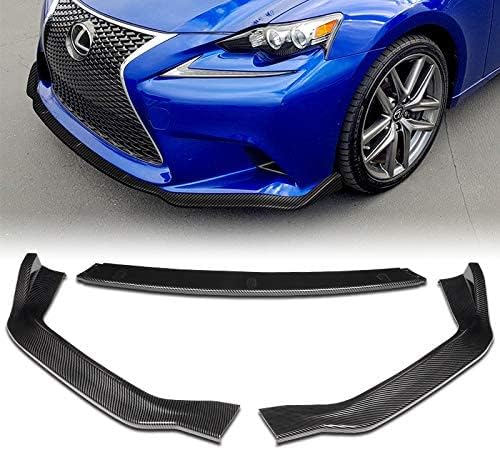 3PCS Front Bumper Lip Kit compatible with 2014-2016 Lexus IS250 IS350, Sport-Style Splitter Trim Protection Spoiler, Air-Dam-Chin-Diffuser (Unpainted Matt Black)