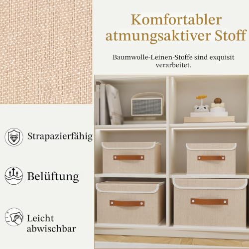 OUTBROS 3 Set Aufbewahrungsbox mit Deckel, Stoffboxen 26×20×17cm, Beige – Ansicht 6