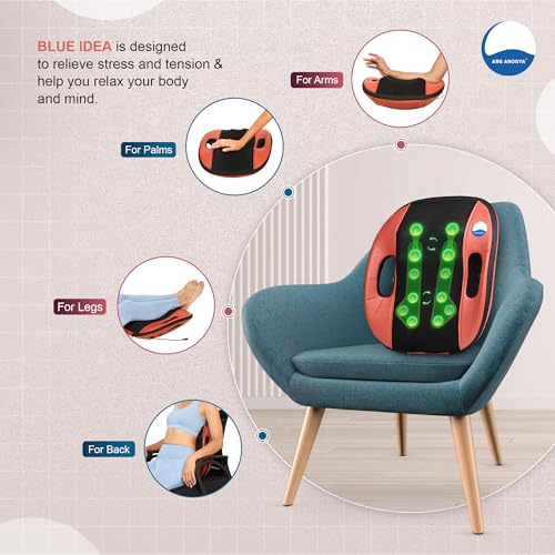 Image of ARG Arogya Blueidea Back Massager Cushion Multifunction 12 Rubbing Balls Portable Pain Relief Massager For Back, Neck, Calf, Shoulder, Palm, Lower Leg, Thigh Relaxation (Random Color)
