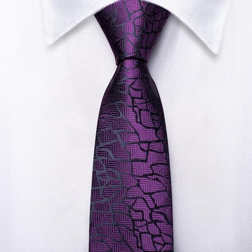 Image of Hi-Tie Father and Son Tie Set Striped Plaid Ties for Men and Boys Silk Necktie Pocket Square Set for Wedding Gifts