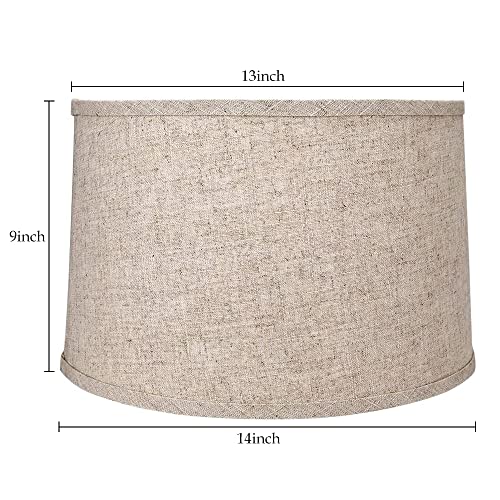 Tootoo Star Brown Lamp Shade Medium Drum Lampshade For Chandeliers Floor Light And Table Lamp 13X14X9 Inch, Natural Linen Hand Crafted, Spider #TOP1