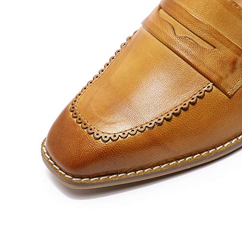 Image of Mona flying Womens Leather Square Toe Penny Loafer Slip on Flat Office Shoe