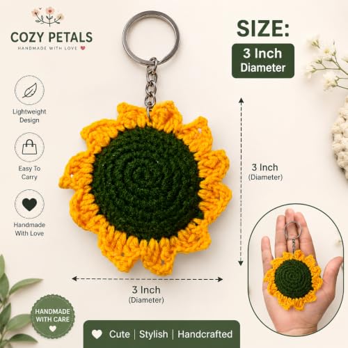 Image of Handmade Crochet Keychain Flower Design