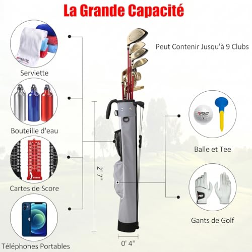 Sac de golf léger PGM avec sangle et support trépied pour practice et parcours