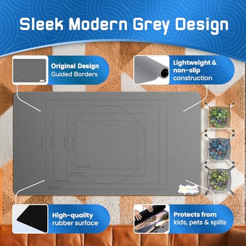Jigsaw Puzzle Mat Roll Up – 47" x 26" | 3 Sorting Trays, 3 Fastening Straps, Foam Tube, & Travel Friendly Storage Bag | Non-Slip Rubber Puzzle Matt Rollup - Up to 1500 Pieces