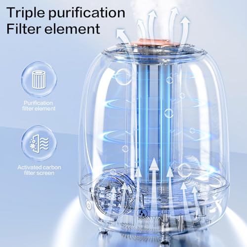 MRWALK Humidifiers for Bedroom, 3L Tank for 30H 20dB Quiet Mist Time, Dual Nozzles, LED Lights, Smart Timer (2/4/8 Hours), Auto Shut-Off, Perfect for Baby and Large Rooms ZM-Humidifier-White02 の商品画像 3