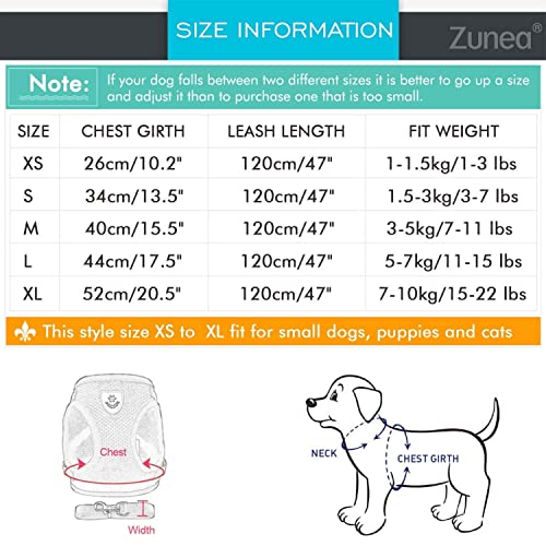 Zunea Harnais et Laisses pour Chiens Anti Traction Réglable Réfléchissant Mesh Rembourré Harnais Veste pour pour garçons et Filles Chiens Petite Taille Chat Chaton Rose XS - Image 7