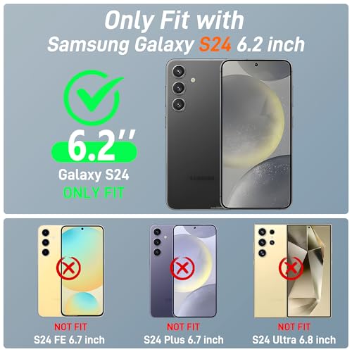 Pilaru for Samsung Galaxy S24 Case with Card Holder and (2 Pcs) HD Screen Protector, Slim Heavy Duty Dual Layer Shockproof Design & Hidden Card Slot Wallet Case for Galaxy S24-Green by Pilaru - Used condition - Image 3
