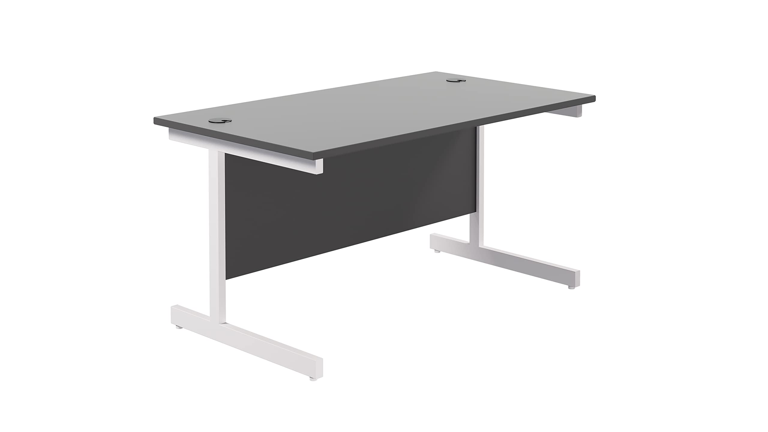 Office Hippo Heavy Duty Rectangular Cantilever Desk - Home Office Table + Integrated Cable Ports, PC Desk - 5 Yr Warranty - Silver Frame/Oak Top, 120cm x 80cm — view 30