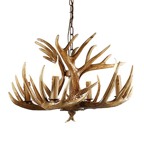 Lustre en bois de cerf suspendu pour bar et restaurant cosy