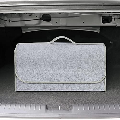 Image of House of Quirk Car Trunk Organizers Large Anti Slip Car Trunk Compartment Boot Utensils Storage Organizer Utility Tool Bag (Big Light Grey) (Felt)