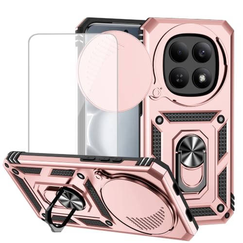 Coque Redmi Note 15 Pro 5G or rose avec verre trempé et anneau