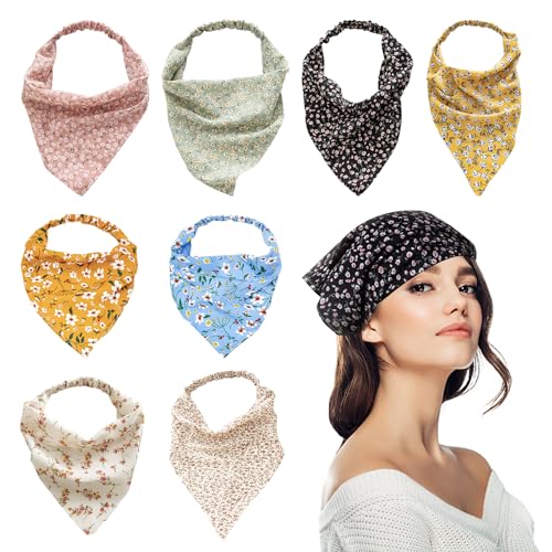 8 Stück Blumen-Dreieckstuch Für Damen, Sommer-Handtuch Zum Binden Der...