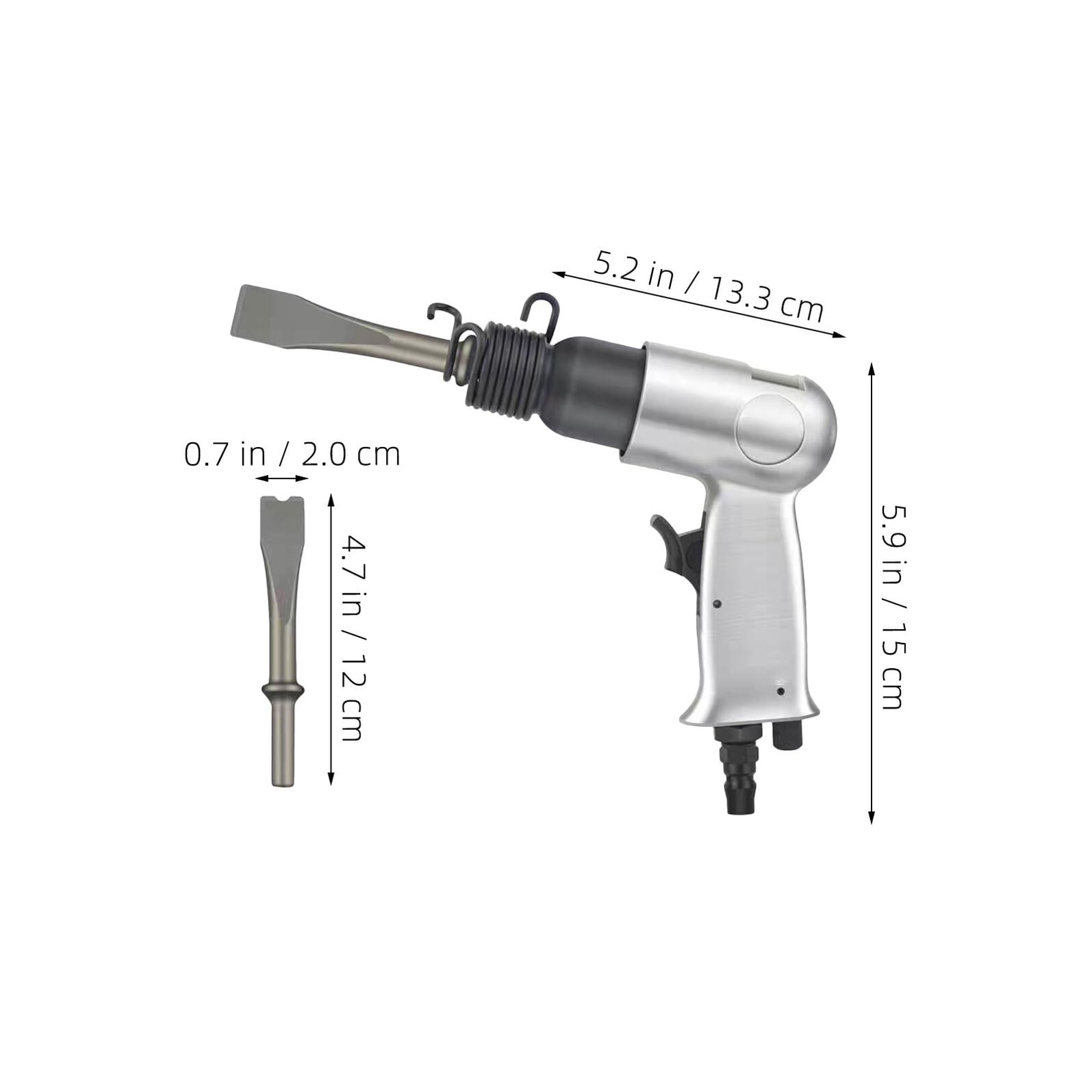 Sosoport Martello Pneumatico a Percussione in Lega di Alluminio Scalpello Termotrattato Kit Utensili Pneumatici Portatile per Meccanici Rimozione Ruggine e Lavori di Demolizione in