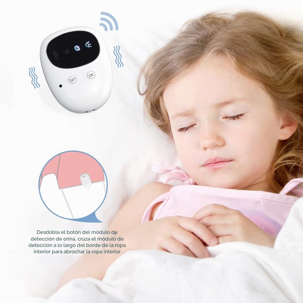 Alarma inalámbrica de enuresis de la cama con receptor y transmisor de clip para niños Grils Niños Entrenamiento para personas mayores, rango de acción de 10-20 m, recordatorio de ruido de vibración
