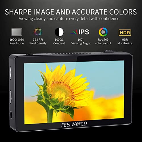 Image of FEELWORLD LUT5 Camera DSLR Field Monitor 5.5 Inch 3000nit Ultra High Bright Touchscreen Monitor 3DLUT F970 External Power External 1920x1080 Screen Display Screen 4K HDMI