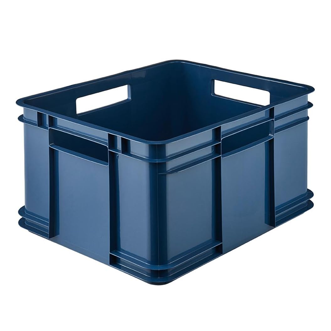 keeeper Contenedor de almacenamiento con asas, Euro-Box XL, Plástico Procyclen, 28 l, Bruno Eco Line, Eco-azul
