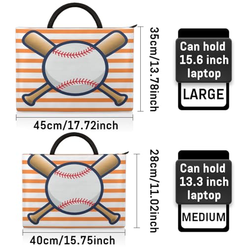 Striped Baseball Laptop Sleeve with Handle Waterproof Computer Carrying Case2