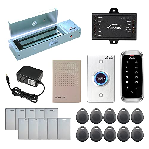 Visionis Fpc-5596 One Door Access Control Out Swinging Door 1200Lbs Maglock + Slim Outdoor Digital Touch Keypad/ Reader Standalone + Mini Controller + Wiegand 26, No Software, Em Card, 1000 Users Kit #TOP30