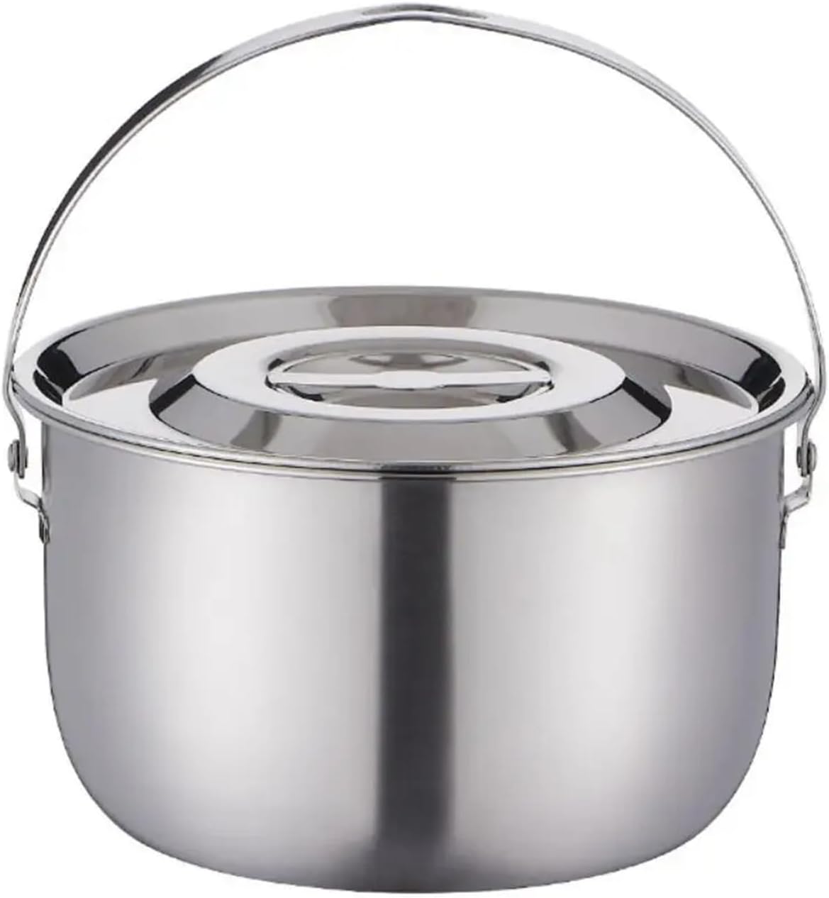 17-26cm Stainless Steel Hanging Camping Pot with Handle & Lid, Durable Multifunctional Outdoor Cookware