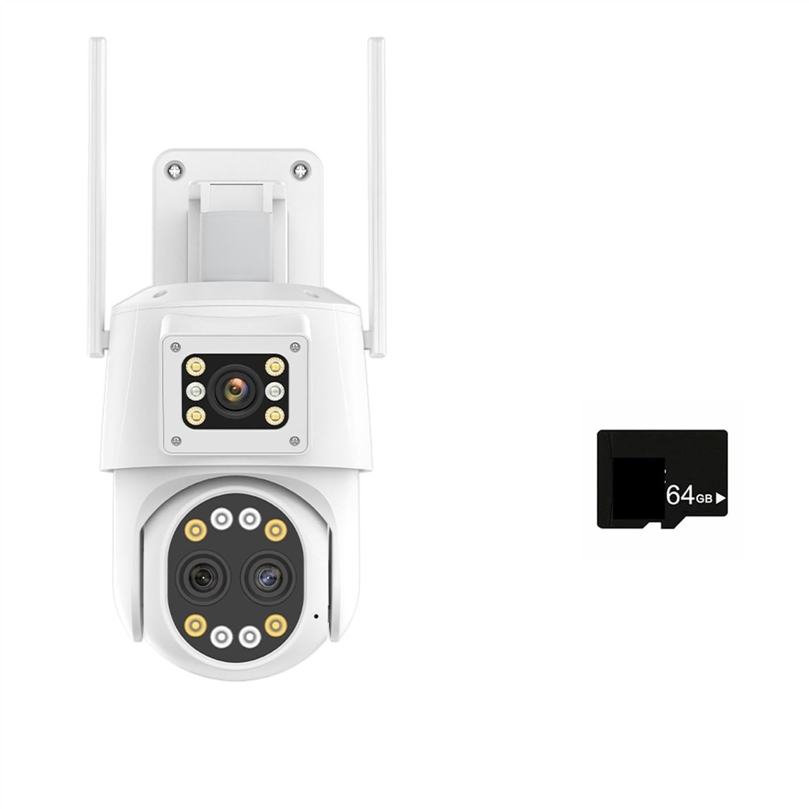 MKHJKIOII Security Camera, 4G SIM Card IP Camera 4K HD Three-Lens PTZ 2K Dual Screen Security AI Auto Tracking P2P Surveillance(4K 4G Add 64G)