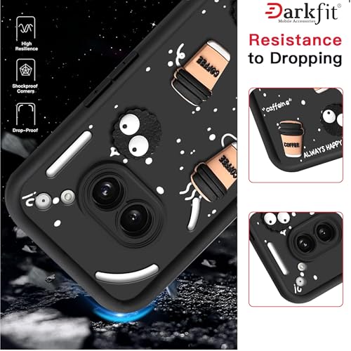 Image of Back Case Cover Compatible with Nothing Phone 2A 5G & Nothing Phone 2A Plus 5G | Cute Fun Cartoon Ball 3D Coffee Silicone Case | Body Protection | Camera Protection | Shock Proof | Color Black