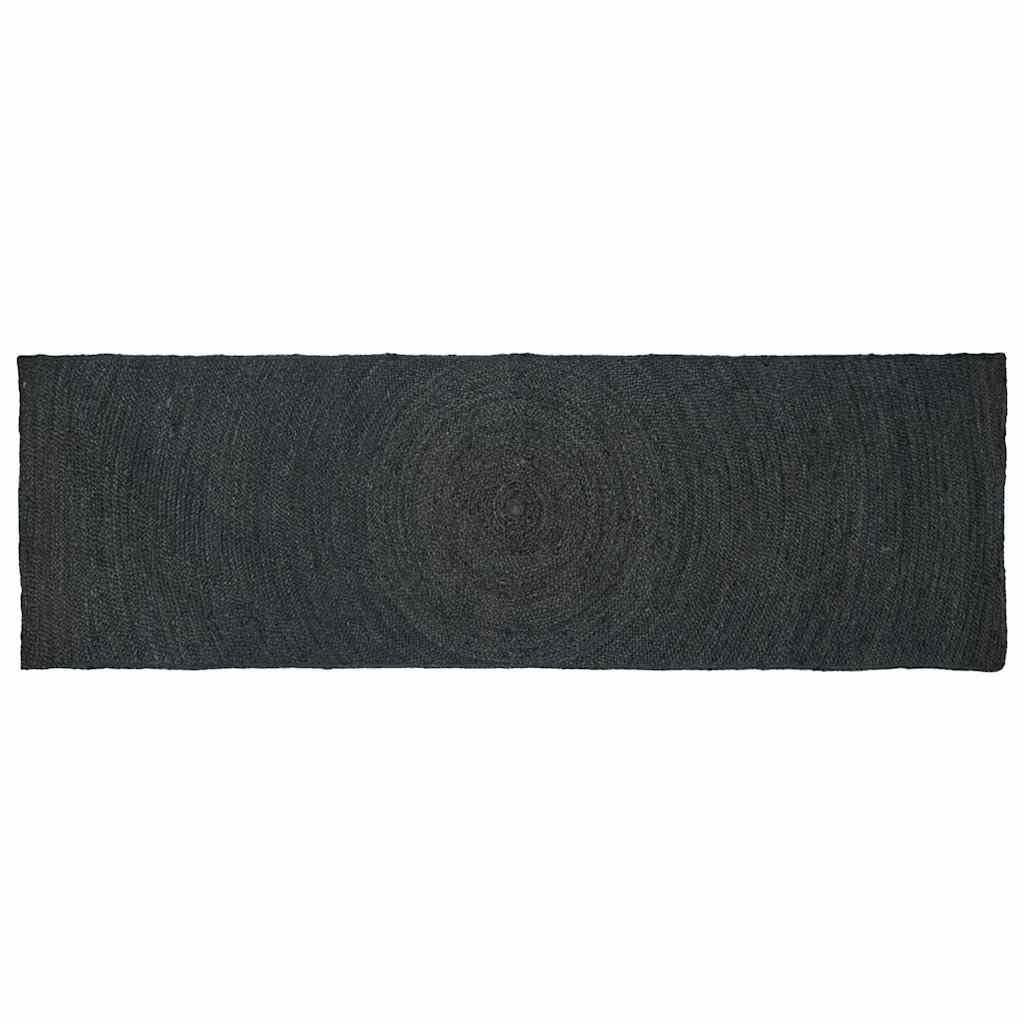 Chemin de table en jute moderne fait main gris anthracite 80x200 cm