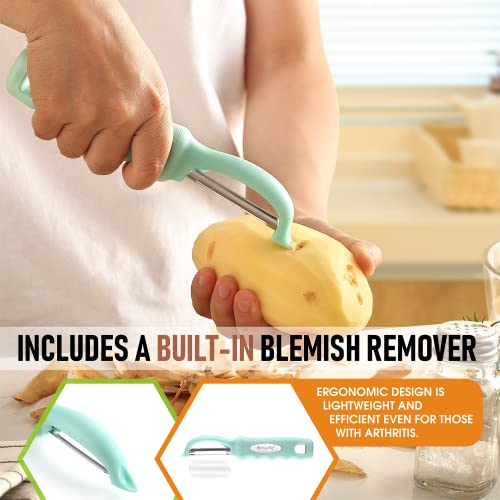 Image of Spring Chef Swivel Vegetable Peeler for Kitchen w /Soft Grip Handle, Mint