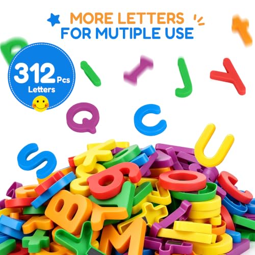 JoyCat Magnetic Letters, 312 Pieces Uppercase & Lowercase Alphabet Fridge Magnets,ABC Magnets for Toddlers Kids,Educational Plastic Letters for Letter Recognition,Preschool Kindergarten Classroom - Image 7
