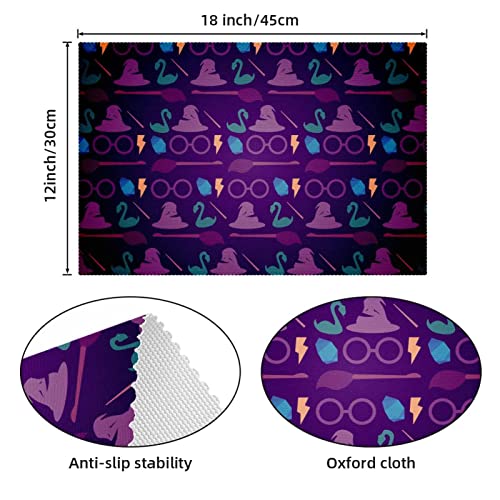 Set de table tissu Oxford motif magique violet x4 lavable - 5