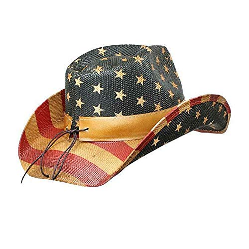 Vintage Tea-Stained Usa American Flag Cowboy Hat W/ Western Shape-It Brim, One Size #TOP3
