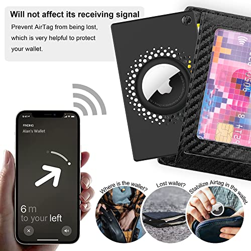 image for CITYWAY 2 Pack Airtag Wallet Holder, Slim Thin Airtag Wallet Card, Cre