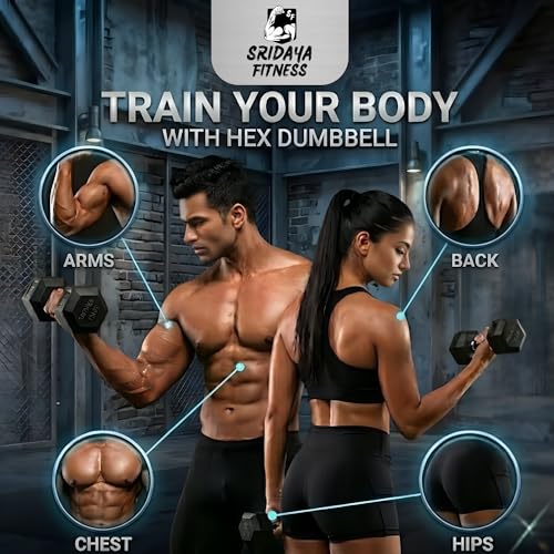 Image of Hex Dumbbell Combo 52kg Set - 1 2.5 5 7.5 10kg Rubber Coated