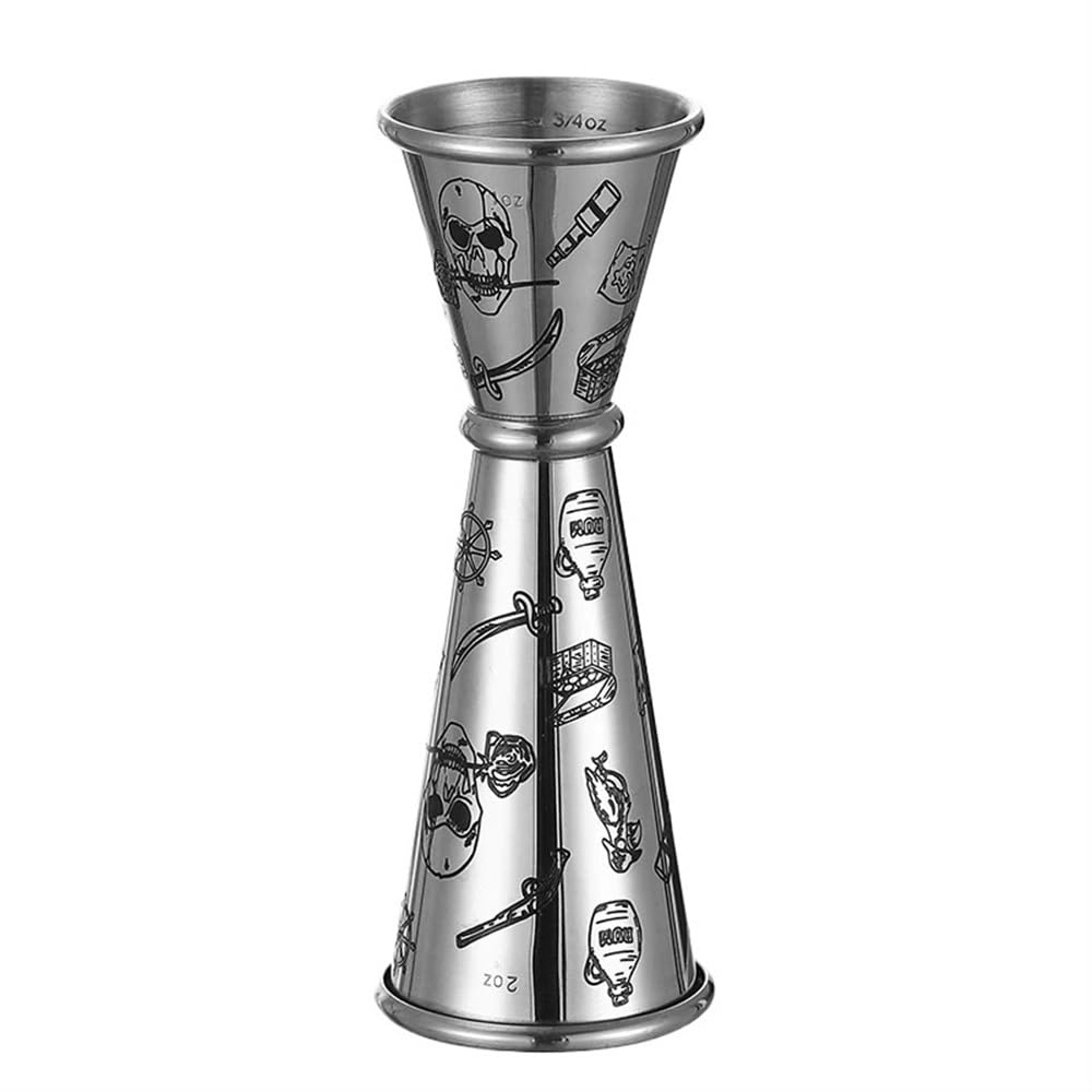 UNbit Japanese Style Jigger,Stainless Steel Double Cocktail Jigger,for Efficient Cocktail Dispensing, Glossy Appearance, Easy Cleaning Shaker (Color : SkullRose)